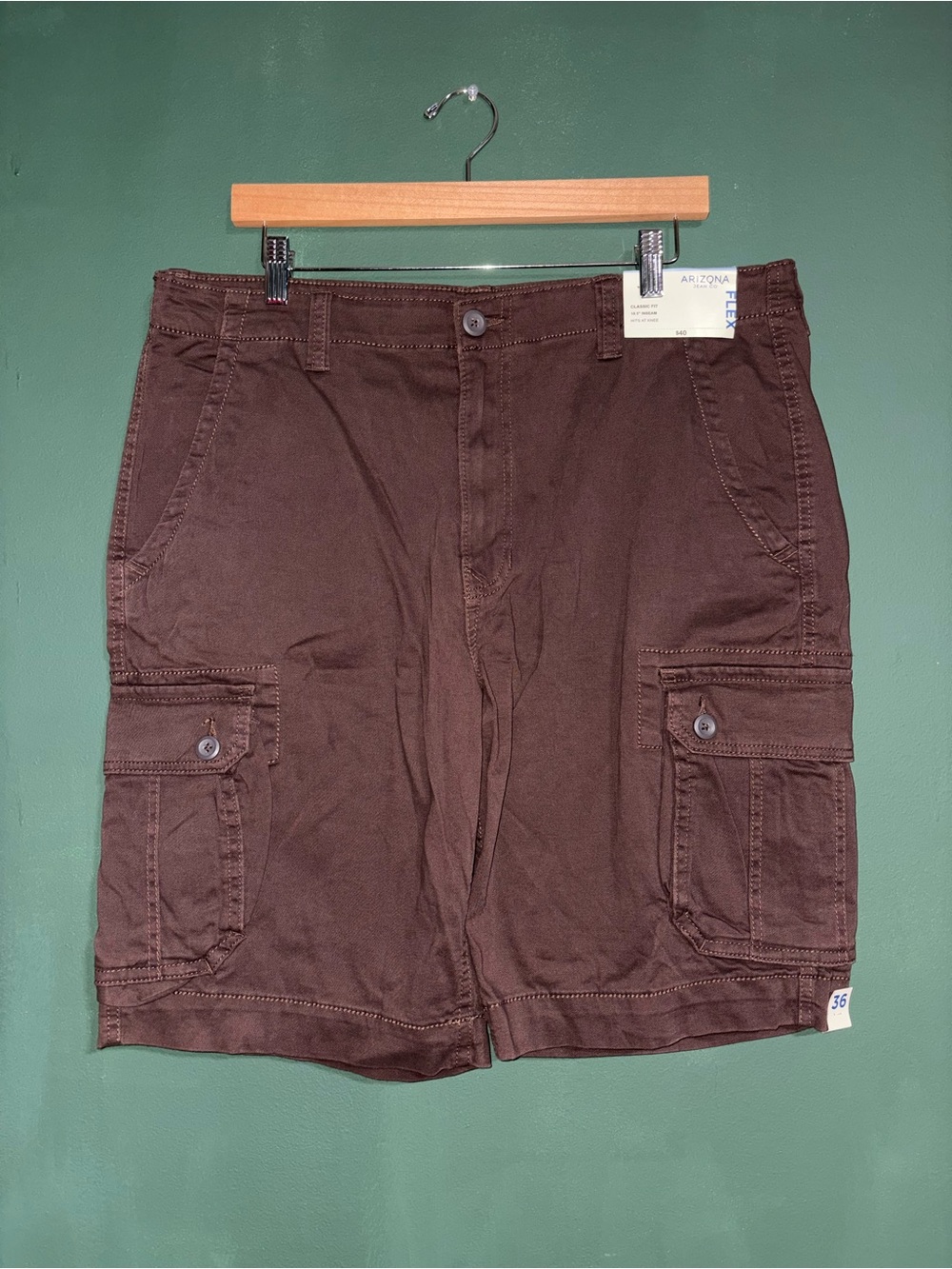 NWT Arizona Jean Company Dark Brown Men's Cargo Shorts